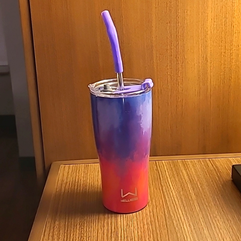 New, pink and purple tie dye 30 oz Stainless Steel Tumbler with straw.